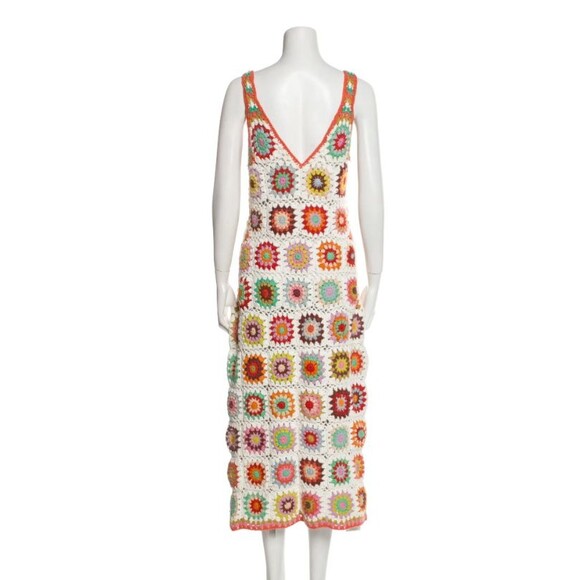 Alemais Crochet Midi Dress Size US 12 Multicoloured Handmade - Picture 4 of 6